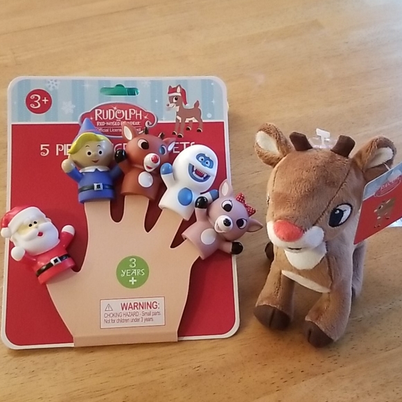NEW Rudolph Bundle! Finger Puppets and Plushie - Picture 1 of 8